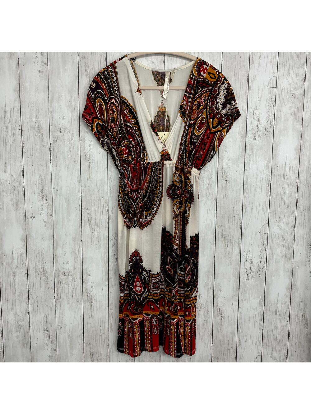 Christinalove Short Sleeve Boho Lightweight Flowy Knee Length Dress Medium